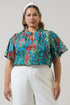 Devin Floral Reva Split Neck Top Curve